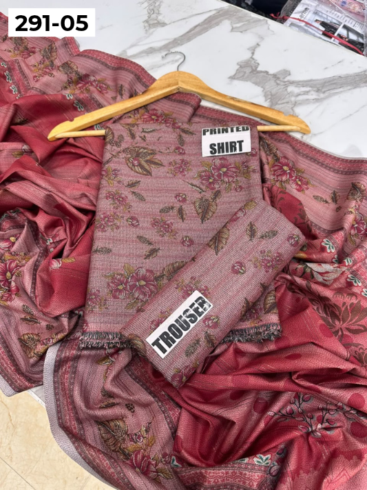 VOL 291 | DS 05 | PREMIUM CORDUROY DHANAK WINTER COLLECTON - DIGITAL PRINTED 3 PIECE SUIT | PRINTED ALLOVER SHIRT & TROUSER | PRINTED DUPATTA