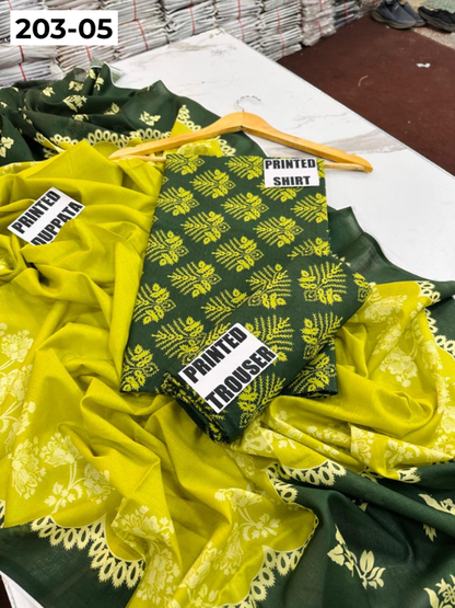 VOL 203 | DS 05 | DIGITAL PRINTED BANADORA LAWN 3PC VOIL LAWN DUPATTA