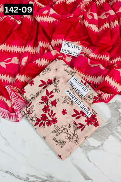 VOL 142 | DS 09 | DIGITAL PRINTED LAWN 3PC VOIL LAWN DUPATTA