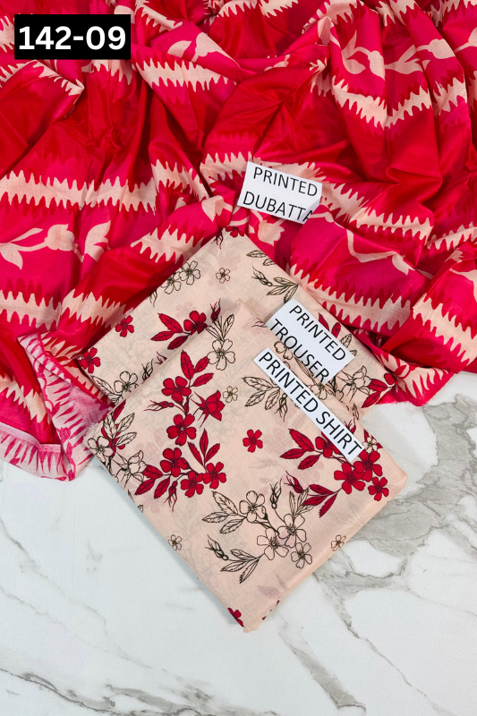 VOL 142 | DS 09 | DIGITAL PRINTED LAWN 3PC VOIL LAWN DUPATTA