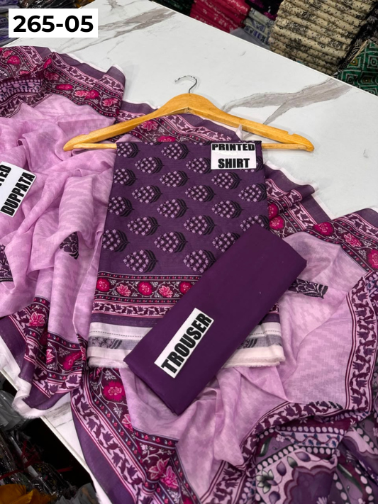 VOL 265 | DS 05 | LALA CLASSIC | DIGITAL PRINTED 3PC LAWN SHIRT, DYED TROUSER, PRINTED VOIL DUPATTA