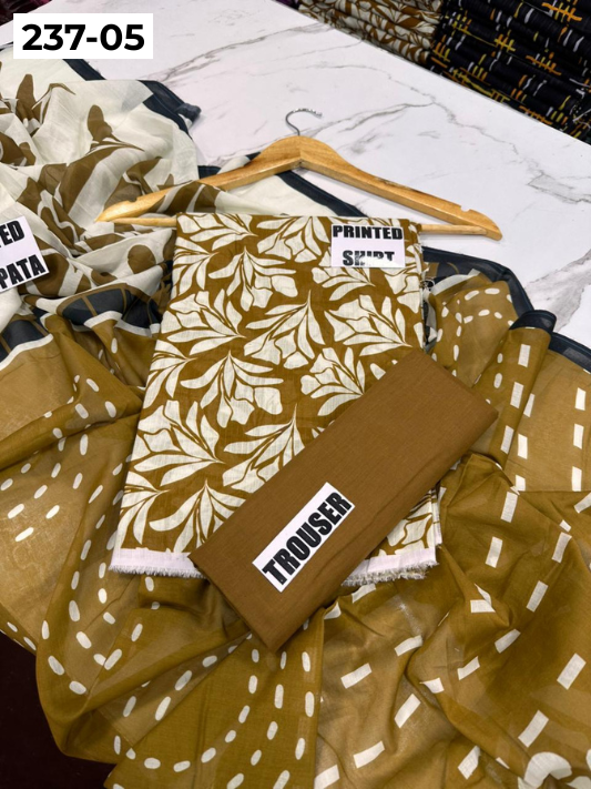VOL 237 | DS 05 | DIGITAL PRINTED BANADORA LAWN SHIRT, PLAIN TROUSER, PRINTED LAWN DUPATTA