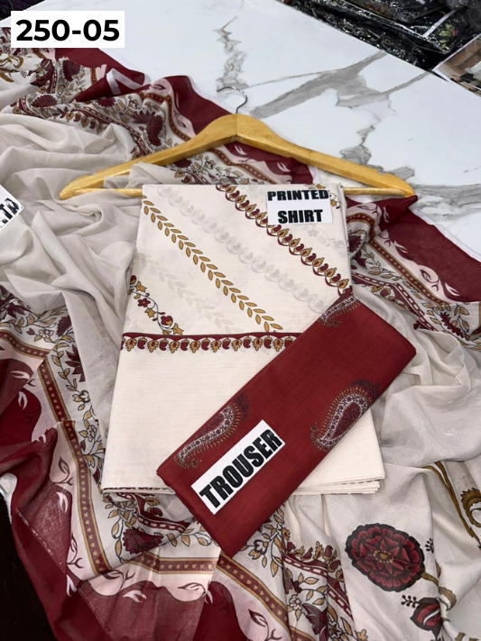 VOL 250 | DS 05 | Gulzeb | DIGITAL PRINTED 3PC LAWN SHIRT, PRINTED TROUSER, PRINTED VOIL DUPATTA