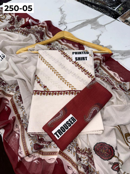 VOL 250 | DS 05 | Gulzeb | DIGITAL PRINTED 3PC LAWN SHIRT, PRINTED TROUSER, PRINTED VOIL DUPATTA