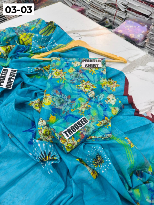 VOL 03 | DS 03 | ZARI LAWN DIGITAL PRINTED 3PC