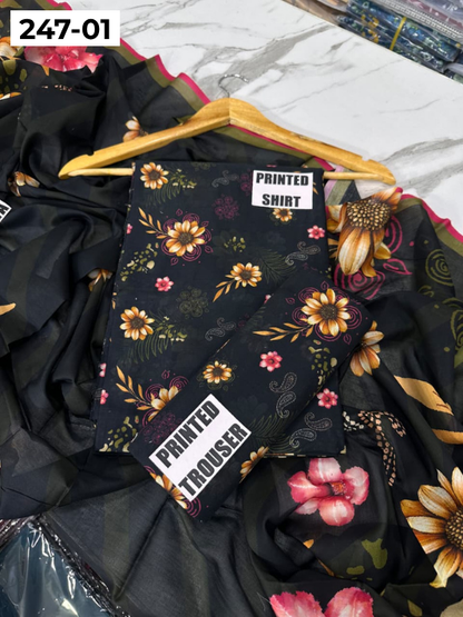 VOL 247 | DS 01 | DIGITAL PRINTED LAWN THREE PIECES VOIL LAWN DUPATTA
