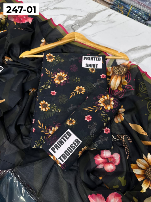 VOL 247 | DS 01 | DIGITAL PRINTED LAWN THREE PIECES VOIL LAWN DUPATTA