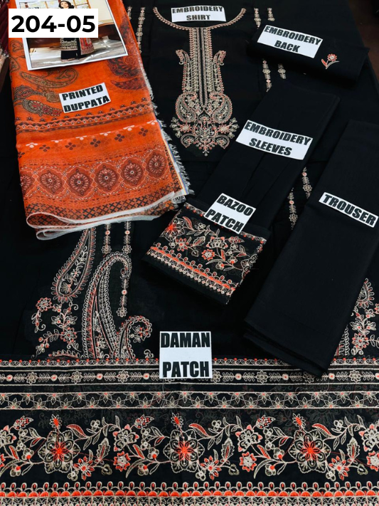 Vol 204 | DS 05 | LAWN EMBROIDERED THREE PIECE COLLECTION