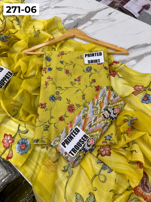 VOL 271 | DS 06 | Sana safinaz | DIGITAL PRINTED 3PC LAWN SHIRT, PRINTED TROUSER, PRINTED VOIL DUPATTA