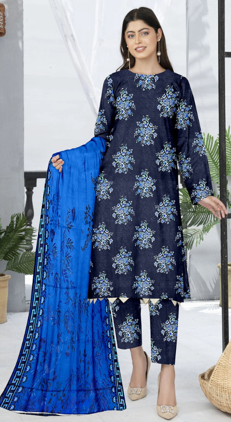 VOL 141 | DS 09 | DIGITAL PRINTED BANADORA LAWN 3PC VOIL LAWN DUPATTA