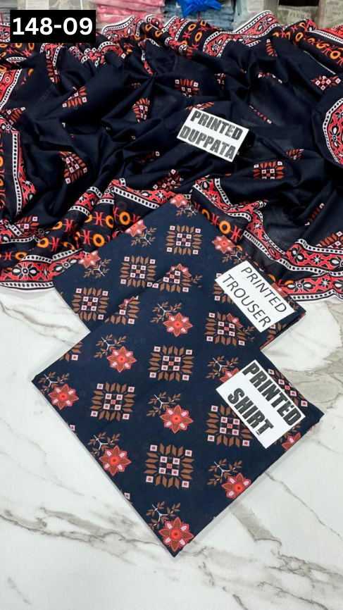 VOL 148 | DS 09 | DIGITAL PRINTED LAWN 3PC VOIL LAWN DUPATTA