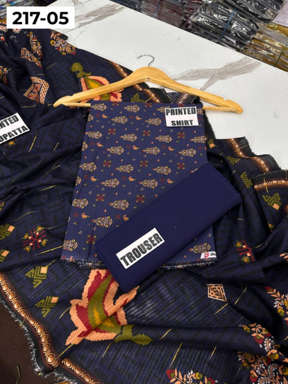 VOL 217 | DS 05 | BinSaeed LAWN DIGITAL PRINTED BANADORA LAWN SHIRT PLAIN TROUSER TARKASHI FANCY DUPATTA