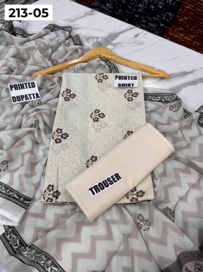 VOL 213 | DS 05 | SHANAYA LAWN DIGITAL PRINTED LAWN SHIRT PLAIN TROUSER VOIL LAWN DUPATTA