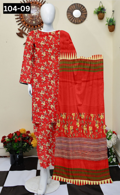 VOL 104 | DS 09 | DIGITAL PRINTED LAWN 3PC TANADORIA LAWN DUPATTA