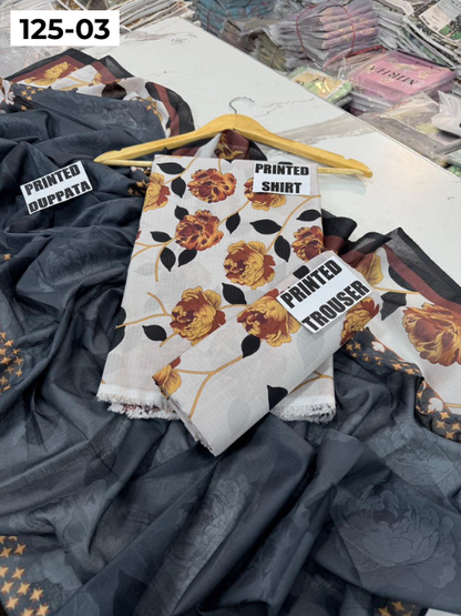 VOL 125 | DS 03 | DIGITAL PRINTED BANADORA LAWN 3PC VOIL LAWN DUPATTA