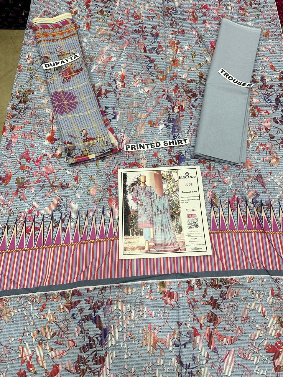VOL 08 | DS 09 | DIGITAL PRINTED BANA DORIYA  LAWN 3PC