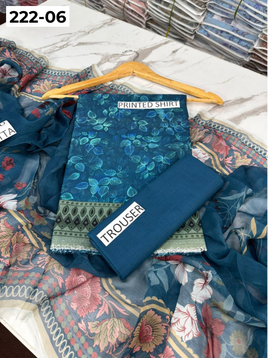 VOL 222 | DS 06 | BEECHTREE LAWN | DIGITAL PRINTED BANADORA LAWN SHIRT PLAIN TROUSER BAMBER CHIFFON DUPATTA