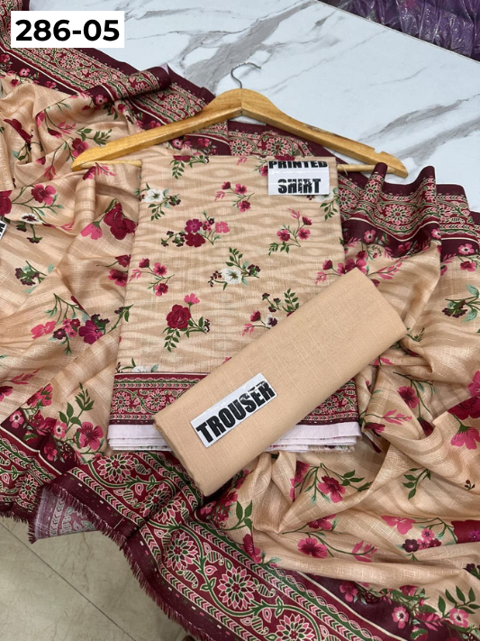 VOL 286 | 05 | BINSAEED | DIGITAL PRINTED 3PC KHADDAR SUIT | PRINTED SHIRT, TROUSER & DUPATTA