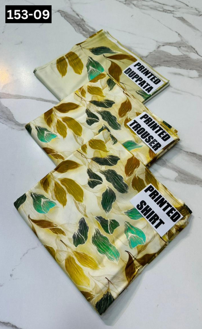VOL 153 | DS 09 | DIGITAL PRINTED LINEN 3PC LINEN DUPATTA
