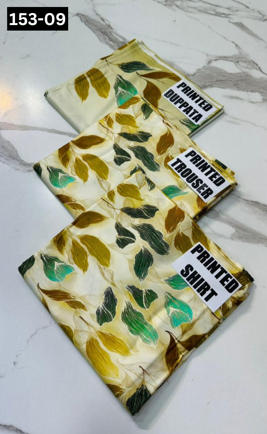 VOL 153 | DS 09 | DIGITAL PRINTED LINEN 3PC LINEN DUPATTA