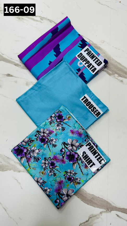 VOL 166 | DS 09 | DIGITAL PRINTED LINEN 3PC LINEN DUPATTA
