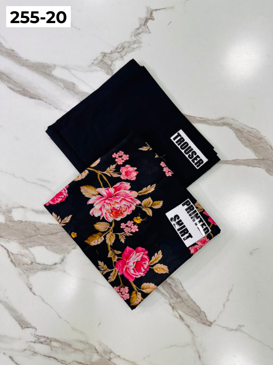 VOL 255 | DS 20 | PRINTED HIT CODES LAWN 2PC | DIGITAL PRINTED LAWN SHIRT PLAIN COTTON TROUSER
