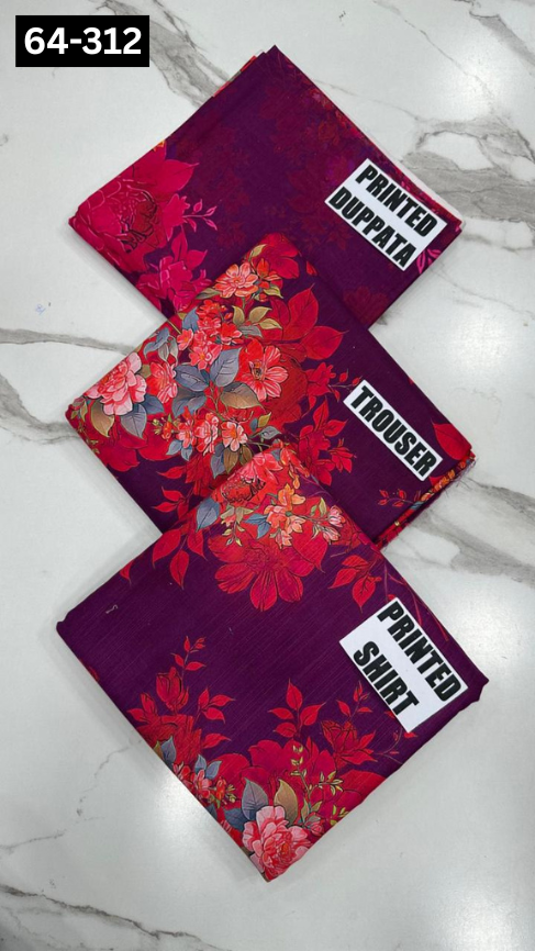 VOL 64 | DS C312| DIGITAL PRINTED KHADDAR 3PC KHADDAR DUPATTA