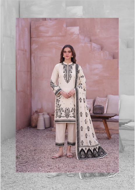 VOL 274 | DS 09 | NIRVANA | DIGITAL PRINTED 3PC STONE LINEN SHIRT, PRINTED TROUSER, PRINTED STONE LINEN DUPATTA