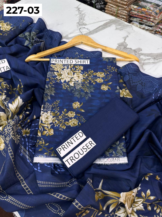VOL 227 | DS 03 | DIGITAL PRINTED LAWN 3PC PRINTED LAWN SHIRT PLAIN TROUSER PRINTED LAWN DUPATTA