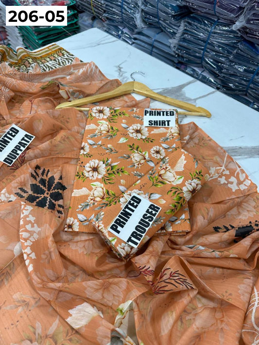 VOL 206 | DS 05 | DIGITAL PRINTED TANADORA LAWN 3PC VOIL LAWN DUPATTA