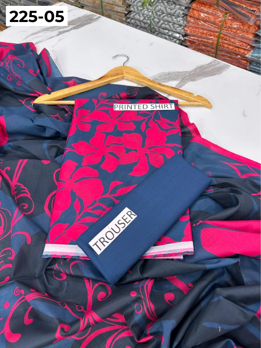 VOL 225 | DS 05 | Mirha LAWN |  DIGITAL PRINTED LAWN 3PC PRINTED LAWN SHIRT PLAIN TROUSER PRINTED LAWN DUPATTA