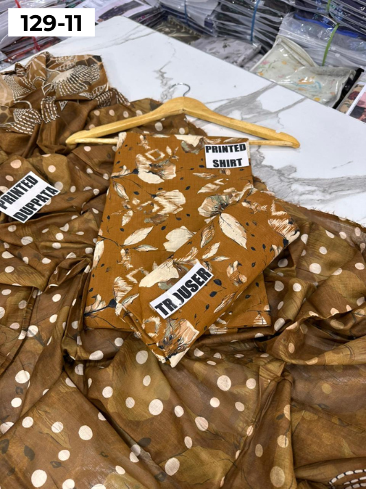 VOL 129 | DS 11 | DIGITAL PRINTED BANADORA LAWN 3PC VOIL LAWN DUPATTA