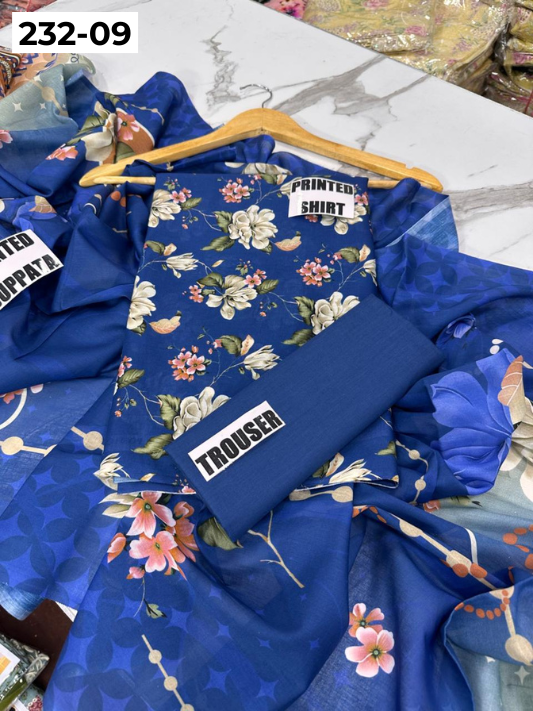 VOL 232 | DS 09 | Sapphire LAWN |  DIGITAL PRINTED LAWN THREE PIECES LAWN SHIRT LAWN DUPATTA