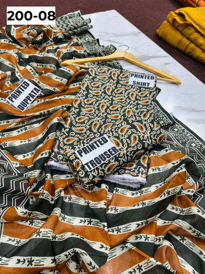 VOL 200 | DS 08 | DIGITAL PRINTED BANADORA LAWN 3PC VOIL LAWN DUPATTA