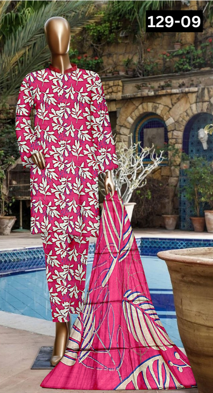 VOL 129 | DS 09 | DIGITAL PRINTED BANADORA LAWN 3PC VOIL LAWN DUPATTA