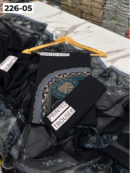VOL 226 | DS 05 | DIGITAL PRINTED LAWN 3PC PRINTED LAWN SHIRT PLAIN TROUSER PRINTED VOIL DUPATTA