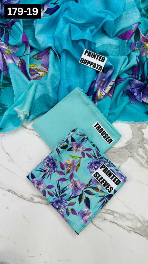 VOL 179 | DS 19 | DIGITAL PRINTED BANADORA KARANDI 3PC DYED TROUSER