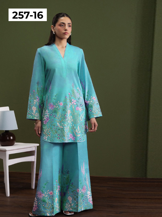 VOL 257 | DS 16 | PRINTED HIT CODES LAWN 2PC | DIGITAL PRINTED LAWN SHIRT, PLAIN COTTON TROUSER