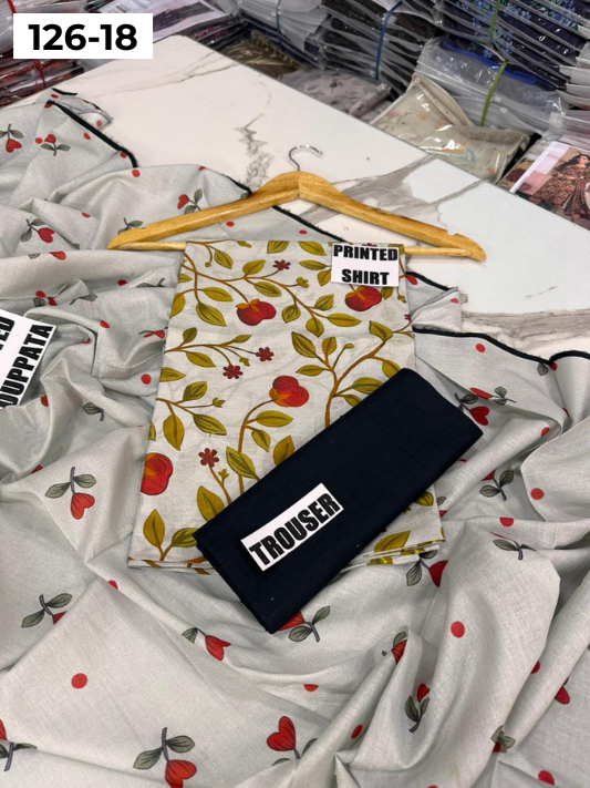 VOL 126 | DS 18 | DIGITAL PRINTED LAWN 3PC VOIL LAWN DUPATTA