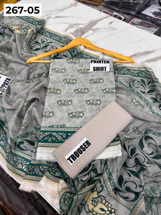 VOL 267 | DS 05 | Mirha LAWN |  DIGITAL PRINTED LAWN 3PC PRINTED LAWN SHIRT PLAIN TROUSER PRINTED LAWN DUPATTA