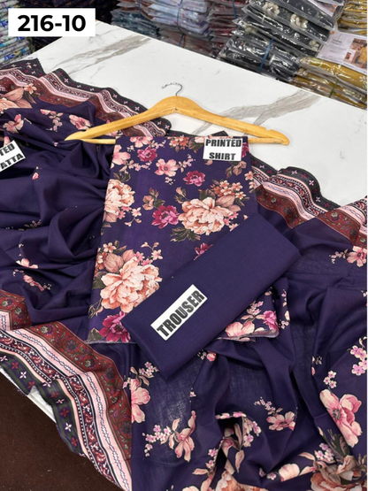 VOL 216 | DS 10 | Mirha LAWN 3PC | DIGITAL PRINTED LAWN SHIRT PLAIN TROUSER LAWN DUPATTA