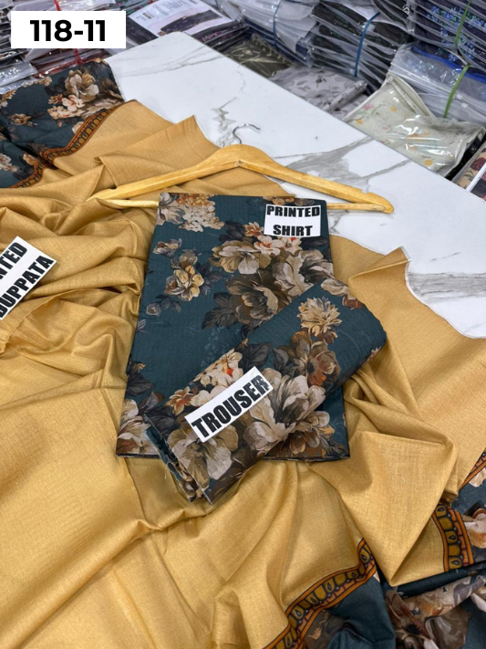 VOL 118 | DS 11 | DIGITAL PRINTED BANADORA LAWN 3PC VOIL LAWN DUPATTA