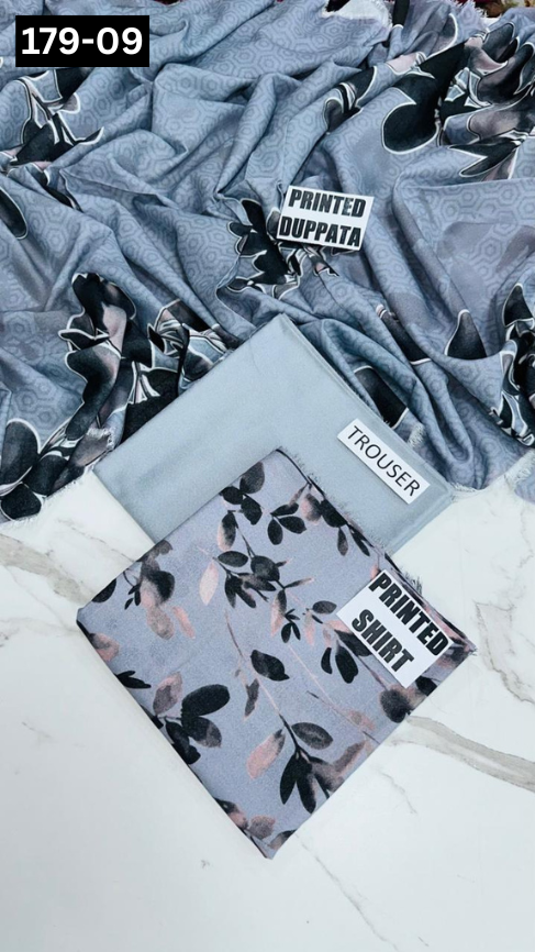 VOL 179 | DS 09 | DIGITAL PRINTED BANADORA KARANDI 3PC DYED TROUSER
