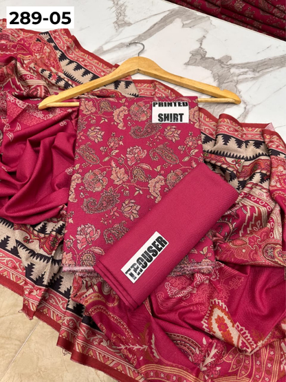 VOL 289 | DS 05 | PREMIUM DHANAK WINTER COLLECTON - DIGITAL PRINTED 3 PIECE SUIT | Printed Allover Shirt | Plain Dyed Matching Trouser | Printed Dupatta