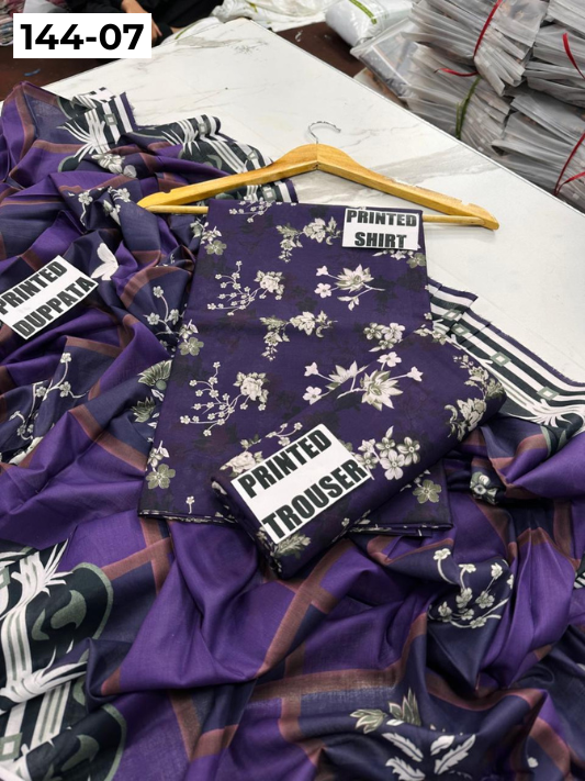 VOL 144 | DS 07 | DIGITAL PRINTED LAWN 3PC VOIL LAWN DUPATTA