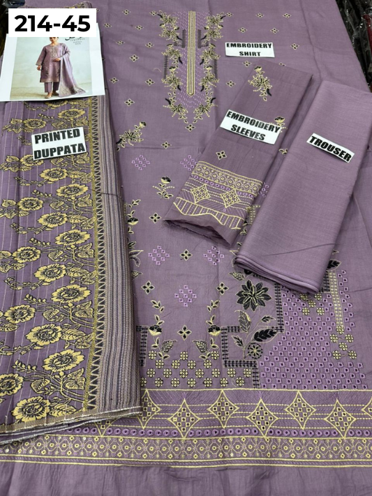 VOL 214 | DS 45 | LAWN LUXURY EMBROIDERED 3PC