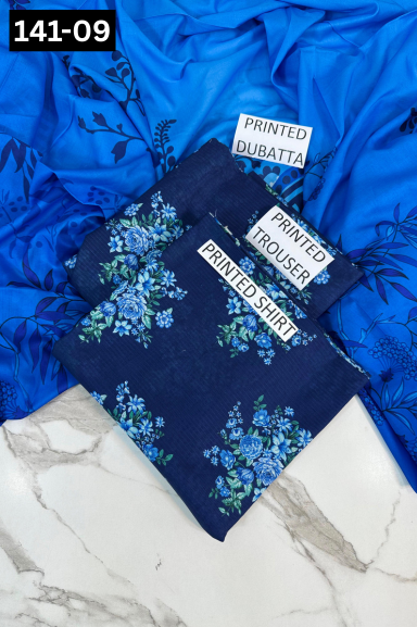 VOL 141 | DS 09 | DIGITAL PRINTED BANADORA LAWN 3PC VOIL LAWN DUPATTA