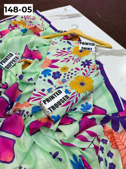 VOL 148 | DS 05 | DIGITAL PRINTED LAWN 3PC VOIL LAWN DUPATTA