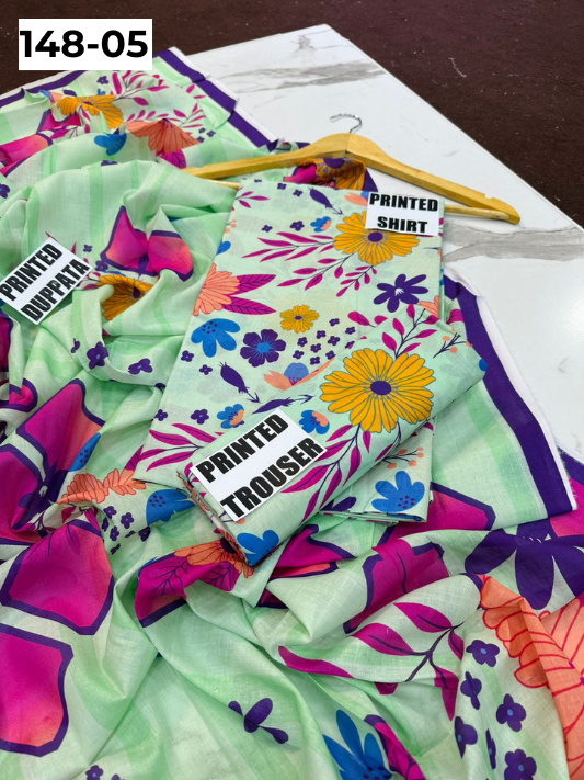 VOL 148 | DS 05 | DIGITAL PRINTED LAWN 3PC VOIL LAWN DUPATTA