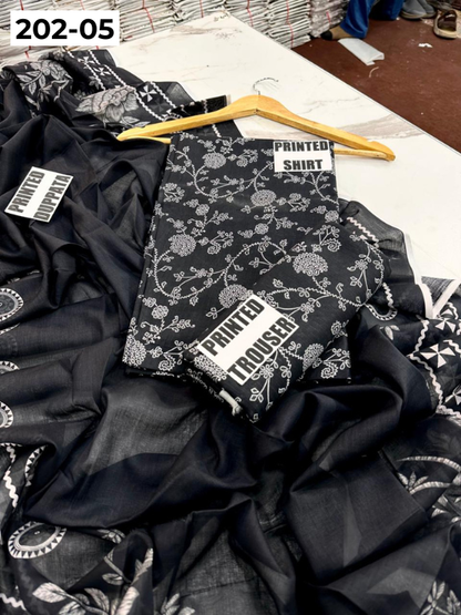 VOL 202 | DS 05 | DIGITAL PRINTED BANADORA LAWN 3PC VOIL LAWN DUPATTA